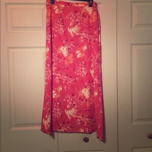 Floral Coral Maxi Skirt